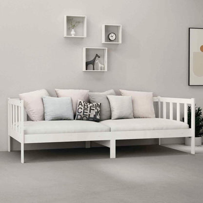 Divano Letto Con Materasso 90x200 Cm Bianco In Legno Di Pino