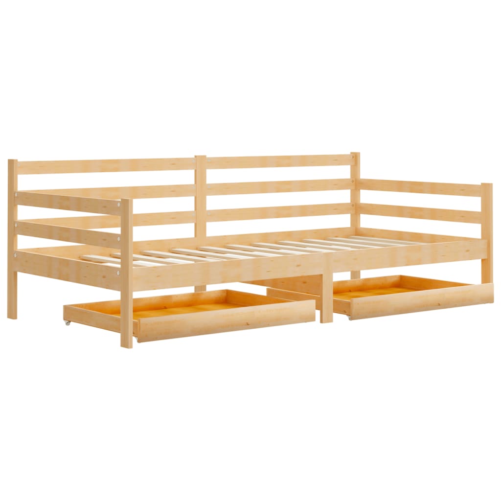 Divano Letto Con Cassetti 90x200 Cm Legno Massello Di Pino