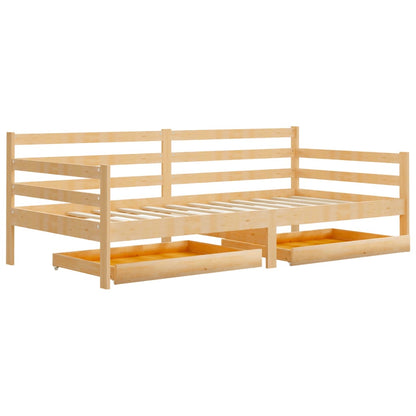 Divano Letto Con Cassetti 90x200 Cm Legno Massello Di Pino