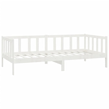 Divano Letto Con Cassetti 90x200 Cm Bianco In Massello Di Pino