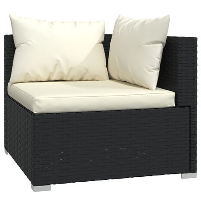 Set Divani Da Giardino 3 Pz Con Cuscini In Polyrattan Nero