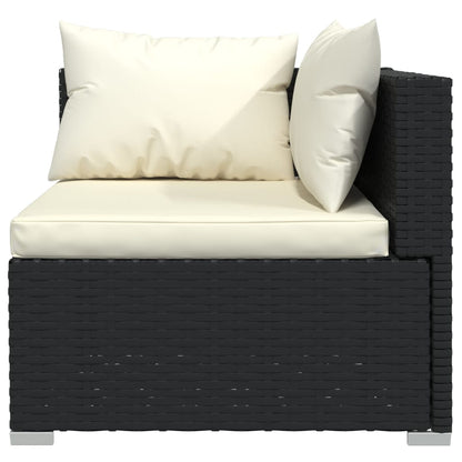 Set Divani Da Giardino 3 Pz Con Cuscini In Polyrattan Nero