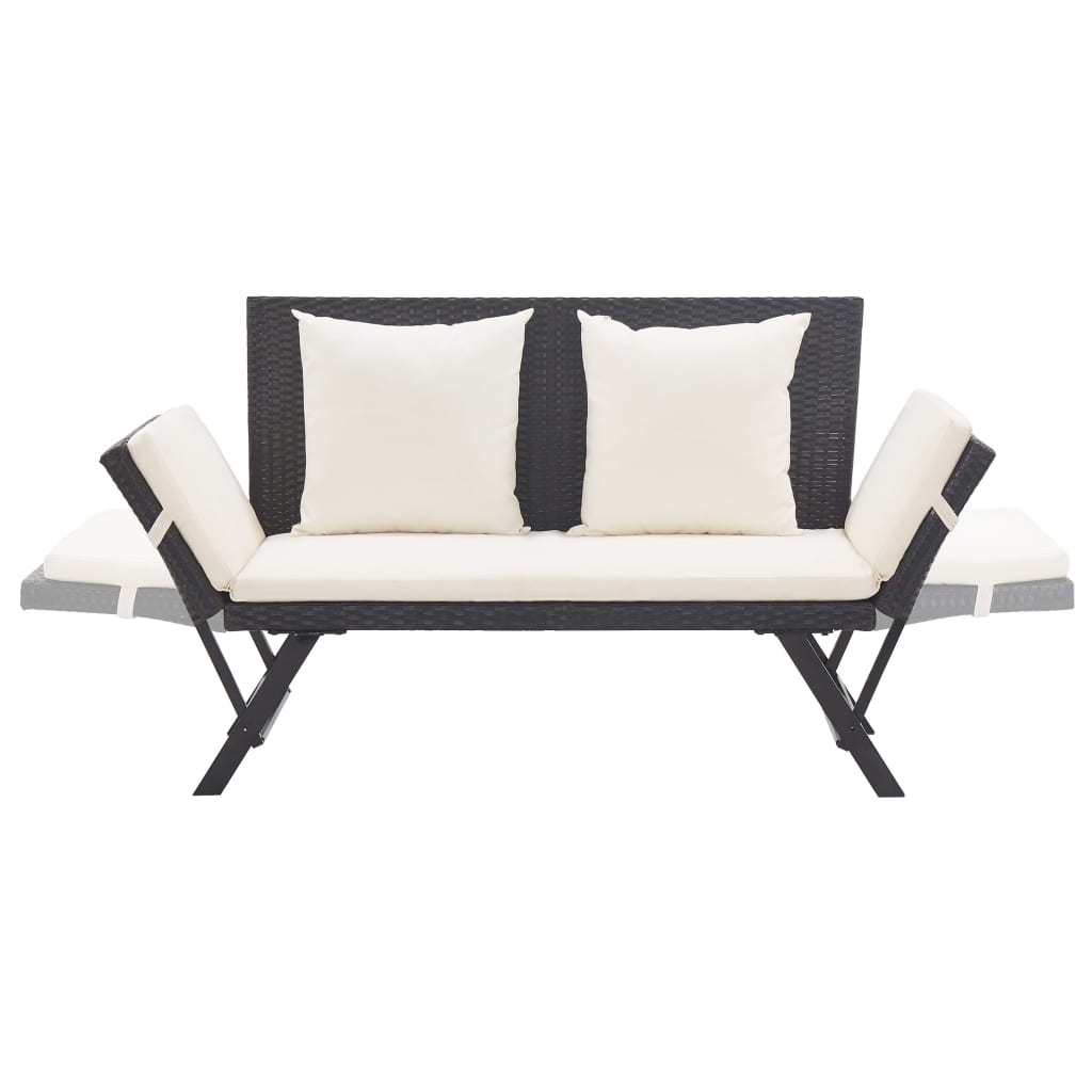 Panca Da Giardino Con Cuscini Nera 176 Cm In Polyrattan