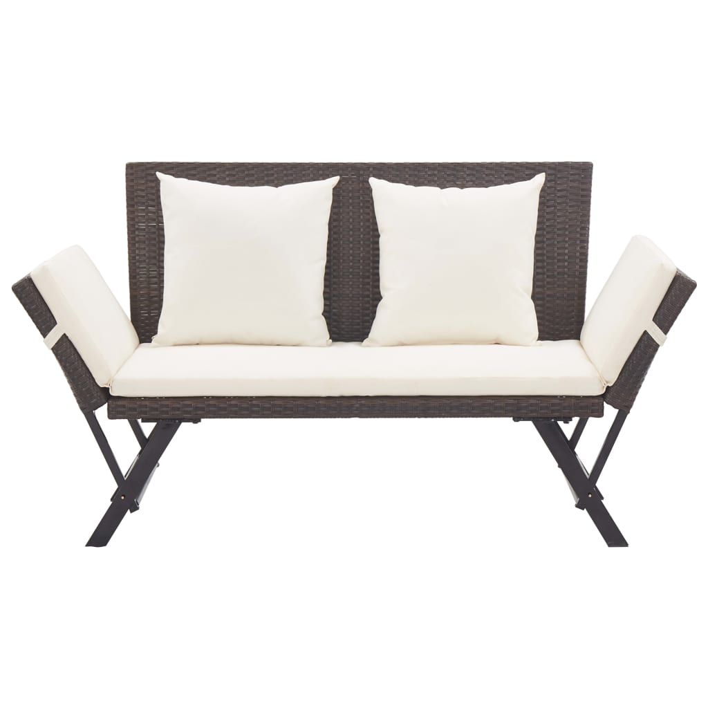 Panca Da Giardino Con Cuscini Marrone 176 Cm In Polyrattan