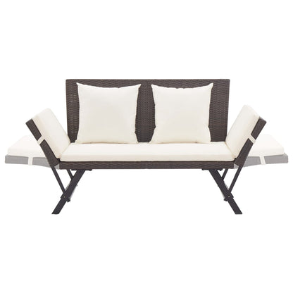 Panca Da Giardino Con Cuscini Marrone 176 Cm In Polyrattan