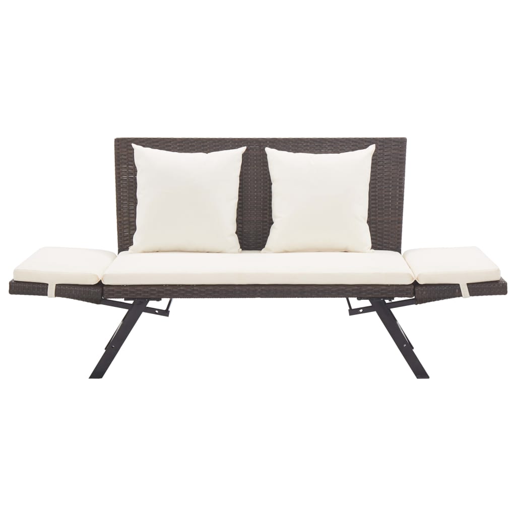 Panca Da Giardino Con Cuscini Marrone 176 Cm In Polyrattan