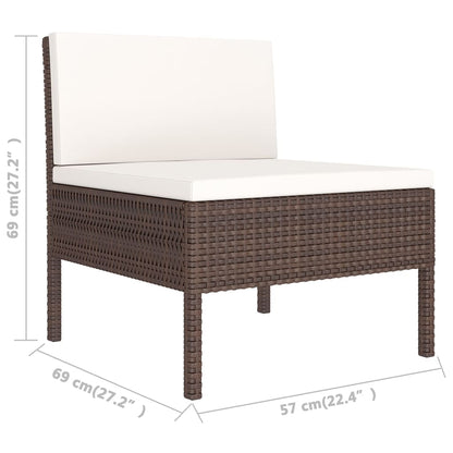 Set Divani Da Giardino 6 Pz Con Cuscini In Polyrattan Marrone