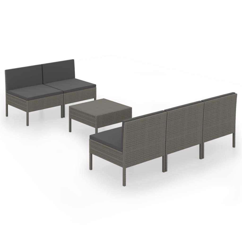 Set Divani Da Giardino 9 Pz Con Cuscini In Polyrattan Grigio