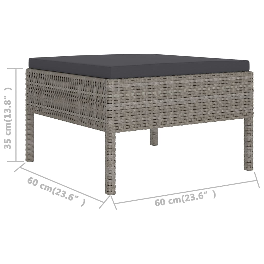 Set Divani Da Giardino 9 Pz Con Cuscini In Polyrattan Grigio