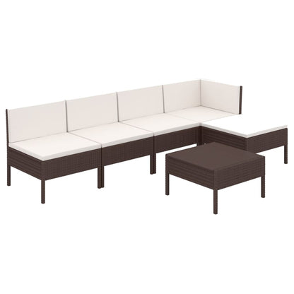 Set Divani Da Giardino 6 Pz Con Cuscini In Polyrattan Marrone