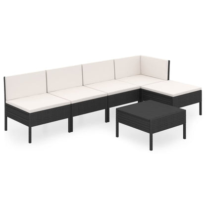 Set Divani Da Giardino 6 Pz Con Cuscini In Polyrattan Nero