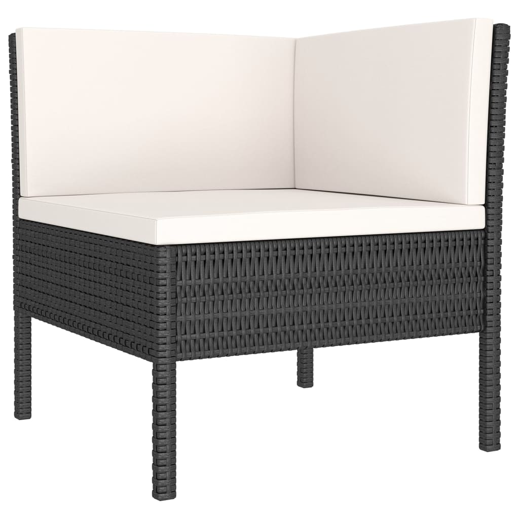 Set Divani Da Giardino 6 Pz Con Cuscini In Polyrattan Nero