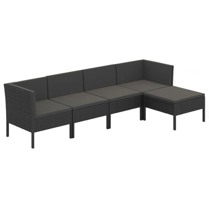 Set Divani Da Giardino 5 Pz Con Cuscini In Polyrattan Nero