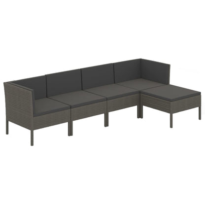 Set Divani Da Giardino 5 Pz Con Cuscini In Polyrattan Grigio