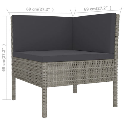 Set Divani Da Giardino 5 Pz Con Cuscini In Polyrattan Grigio