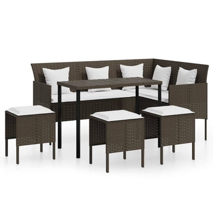 Set Divano A L Con Cuscini 5 Pz Marrone In Polyrattan