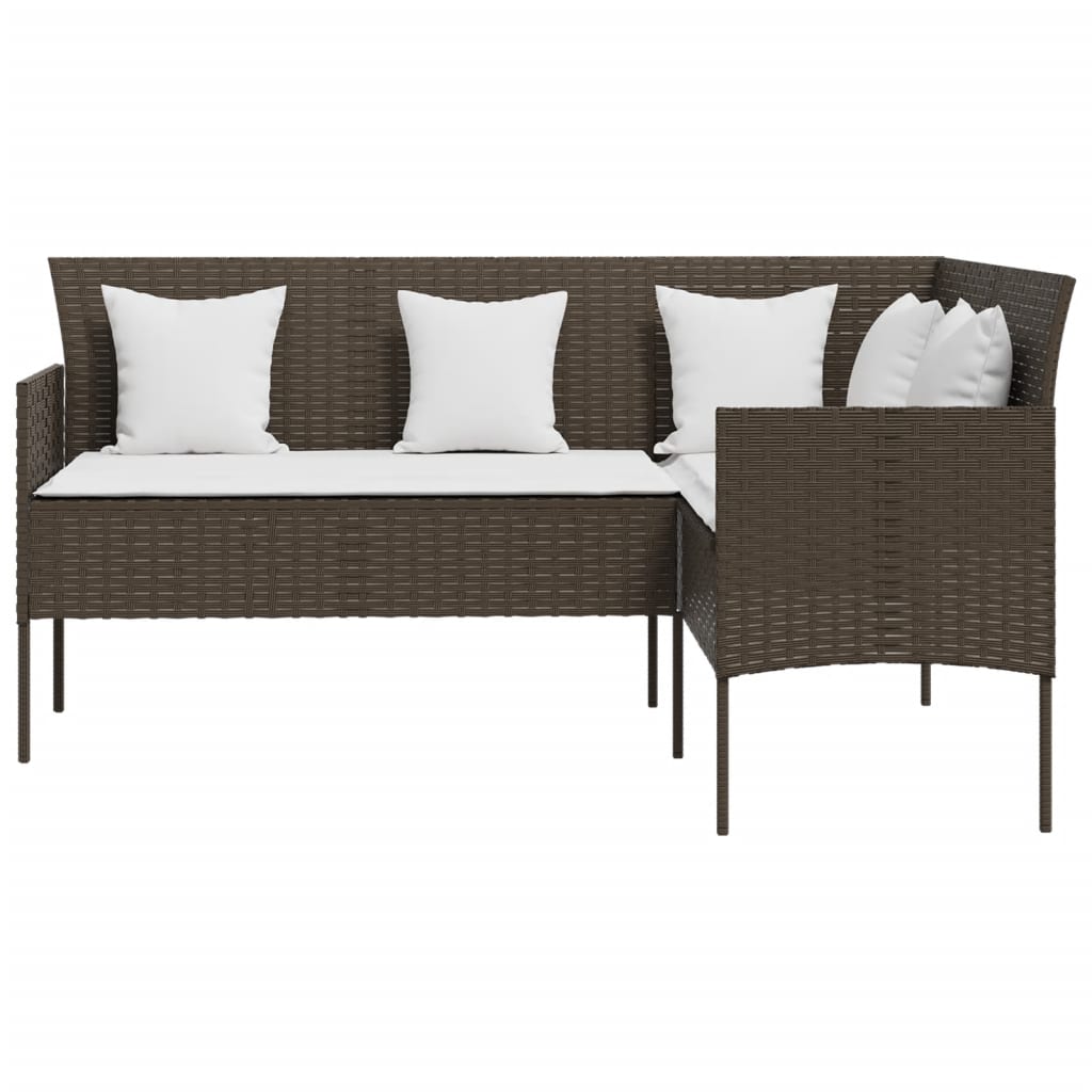 Set Divano A L Con Cuscini 5 Pz Marrone In Polyrattan