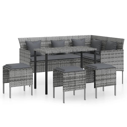 Set Divano A L Con Cuscini 5 Pz Grigio In Polyrattan