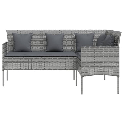 Set Divano A L Con Cuscini 5 Pz Grigio In Polyrattan