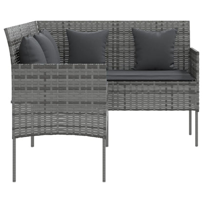 Set Divano A L Con Cuscini 5 Pz Grigio In Polyrattan