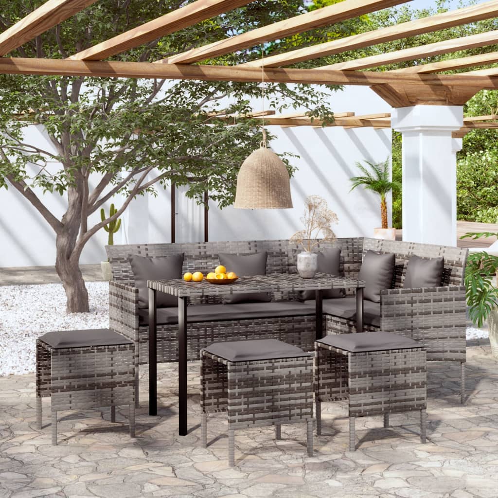 Set Divano A L Con Cuscini 5 Pz Grigio In Polyrattan