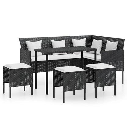 Set Divano A L Con Cuscini 5 Pz Nero In Polyrattan