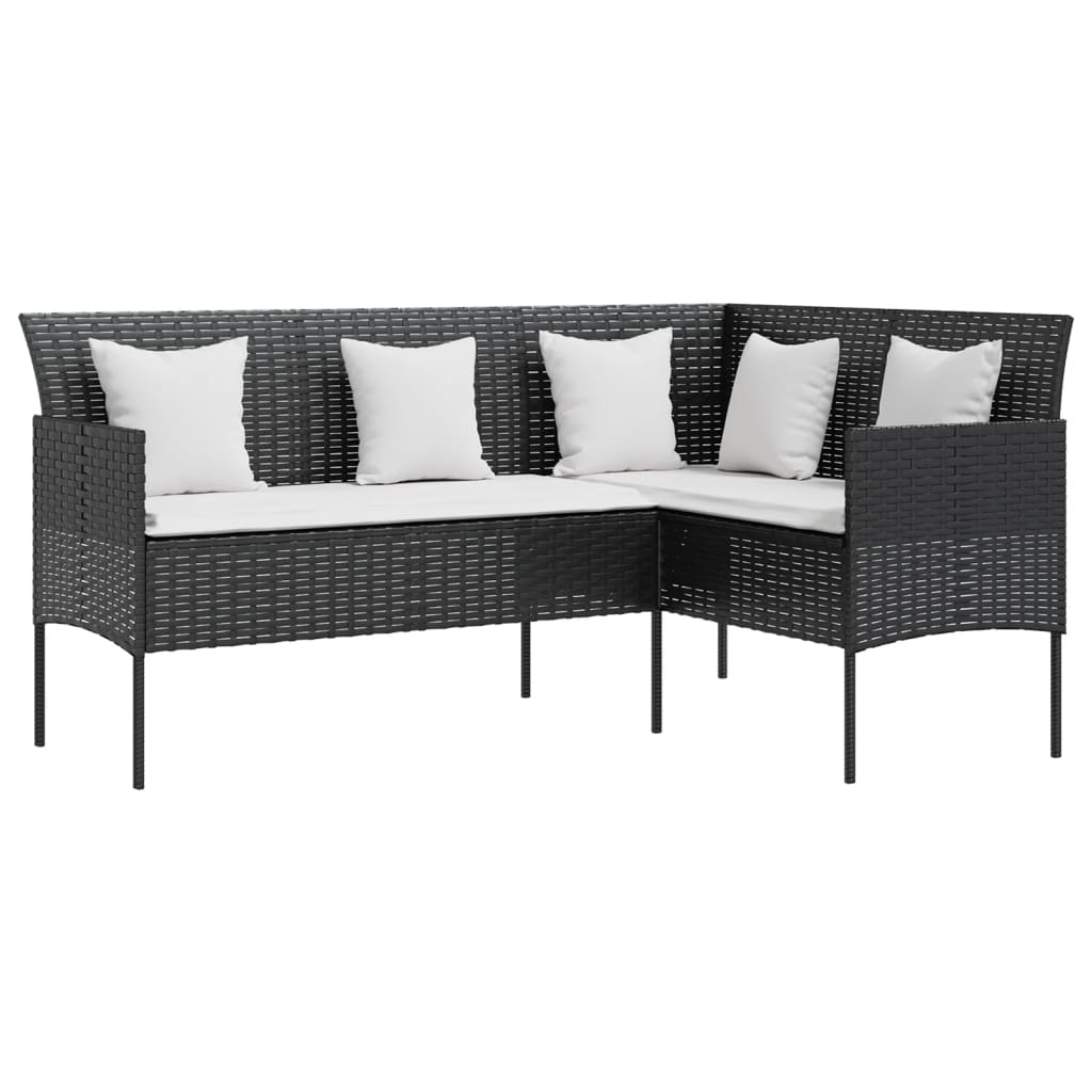 Set Divano A L Con Cuscini 5 Pz Nero In Polyrattan