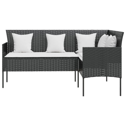 Set Divano A L Con Cuscini 5 Pz Nero In Polyrattan