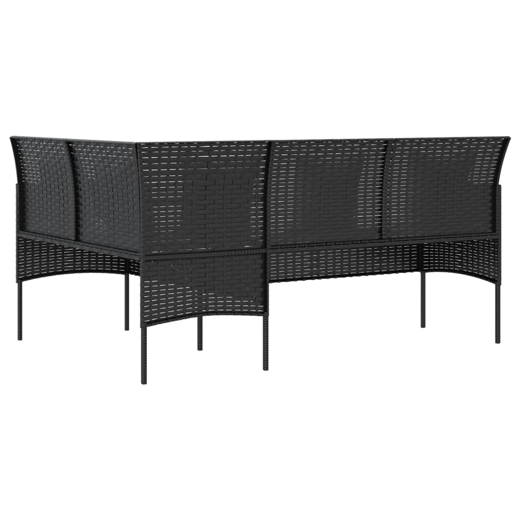 Set Divano A L Con Cuscini 5 Pz Nero In Polyrattan