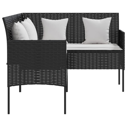 Set Divano A L Con Cuscini 5 Pz Nero In Polyrattan