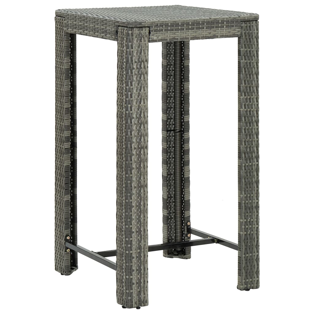 Set Bar Da Giardino 3 Pz Con Cuscini In Polyrattan Grigio