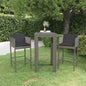 Set Bar Da Giardino 3 Pz Con Cuscini In Polyrattan Grigio