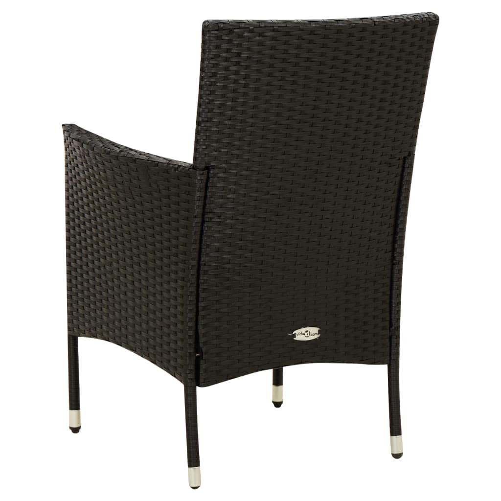 Set Da Pranzo Da Giardino 5 Pz Con Cuscini In Polyrattan Nero