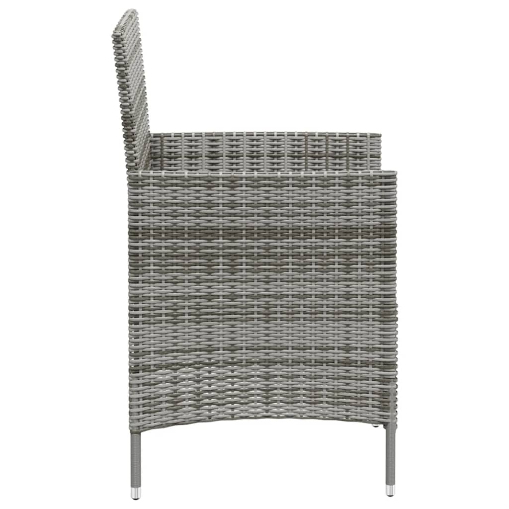 Set Da Pranzo Per Esterni 3 Pz Con Cuscini In Polyrattan Grigio