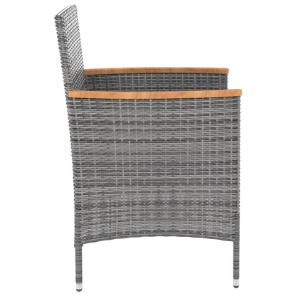 Set Da Pranzo Da Esterno 5 Pz Con Cuscini In Polyrattan Grigio