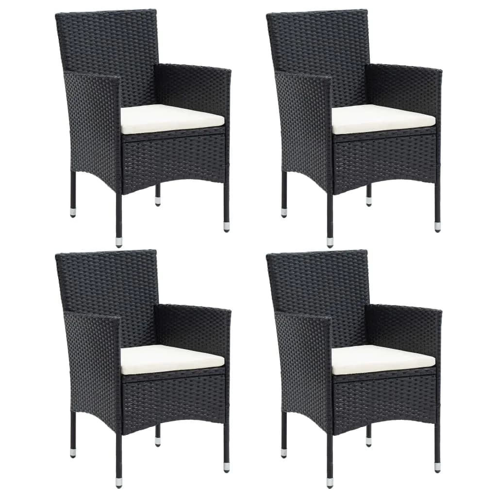 Set Da Pranzo Da Giardino 5 Pz Con Cuscini In Polyrattan Nero