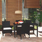 Set Da Pranzo Da Giardino 5 Pz Con Cuscini In Polyrattan Nero