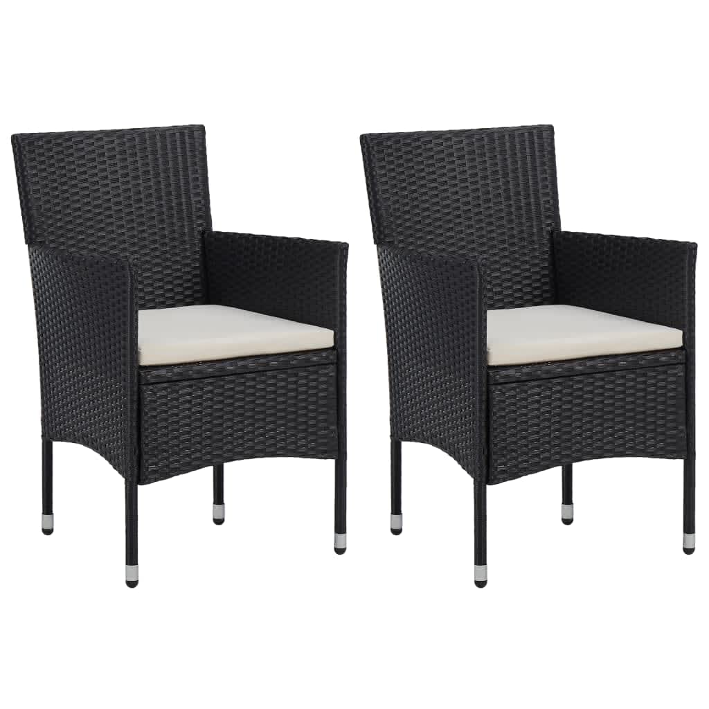 Set Da Pranzo Per Giardino 3 Pz Con Cuscini Polyrattan Nero