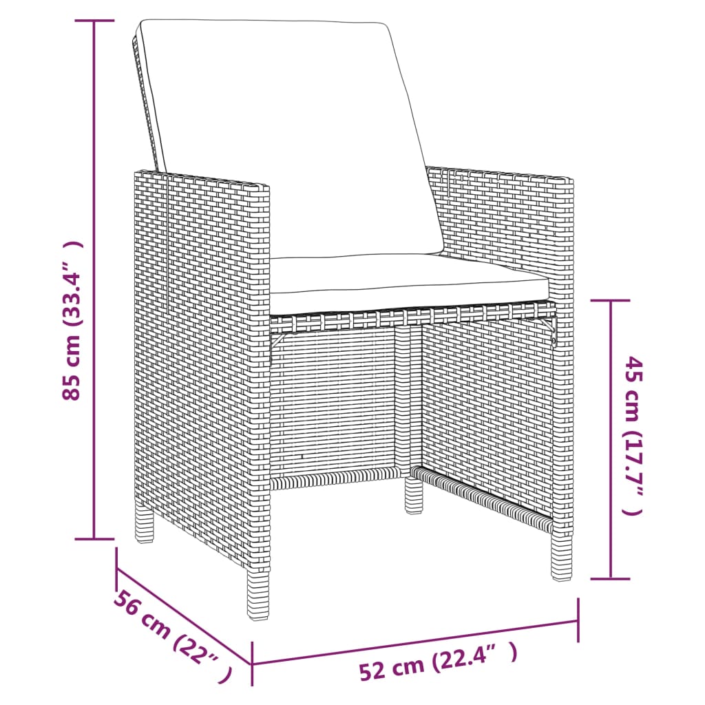 Set Da Pranzo Da Giardino 5 Pz Con Cuscini In Polyrattan Nero