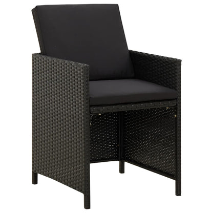 Set Da Pranzo Da Giardino 5 Pz Con Cuscini In Polyrattan Nero