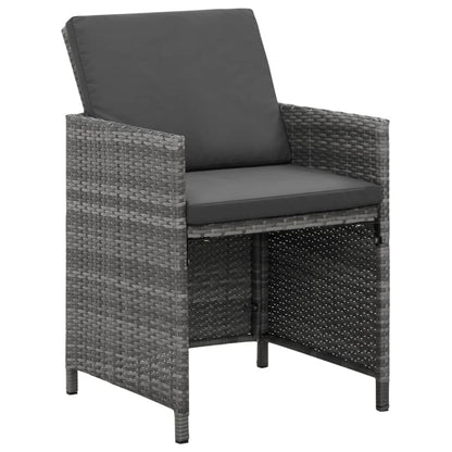 Set Da Pranzo Da Giardino 5 Pz Con Cuscini In Polyrattan Grigio