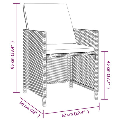 Set Da Pranzo Da Giardino 5 Pz Con Cuscini In Polyrattan Grigio