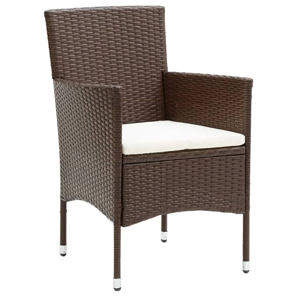 Set Bistrot Giardino 5 Pz Polyrattan E Vetro Temperato Marrone