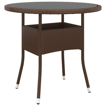 Set Bistrot Giardino 5 Pz Polyrattan E Vetro Temperato Marrone