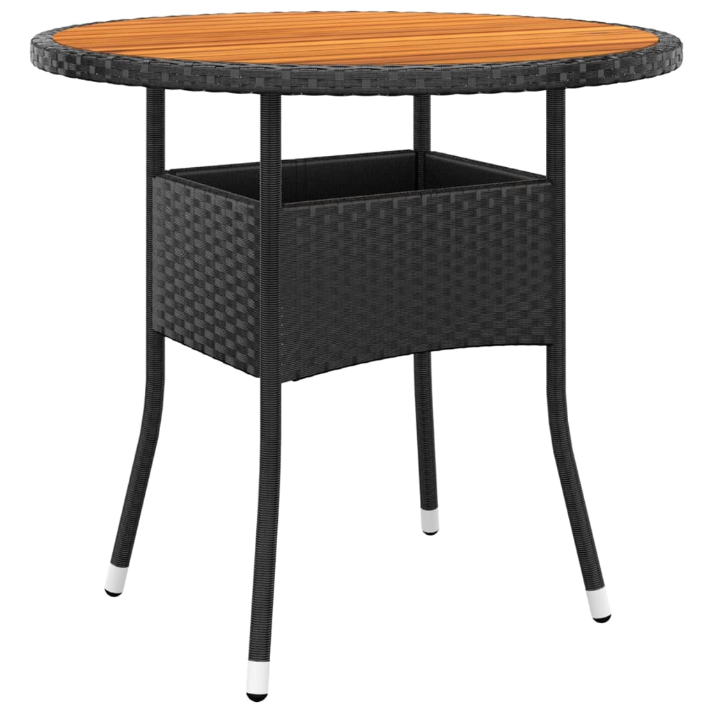 Set Bistrot Da Giardino 5 Pz Polyrattan E Legno Massello Nero