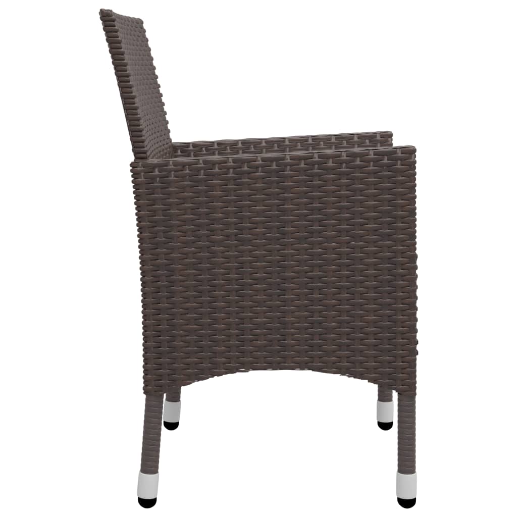 Set Pranzo Da Giardino 5pz Polyrattan E Vetro Temperato Marrone