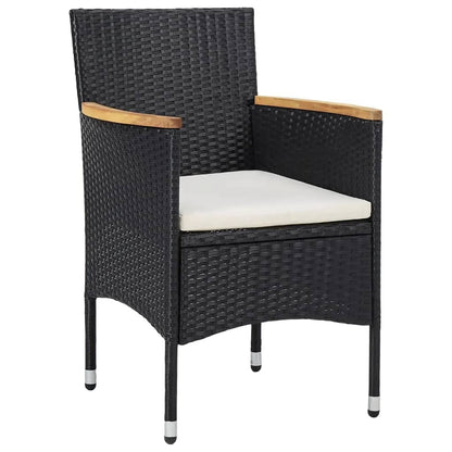 Set Da Pranzo Da Giardino 5 Pz Polyrattan E Legno Massello Nero