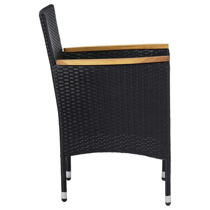 Set Da Pranzo Da Giardino 5 Pz Polyrattan E Legno Massello Nero