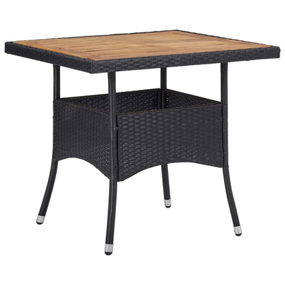 Set Da Pranzo Da Giardino 5 Pz Polyrattan E Legno Massello Nero