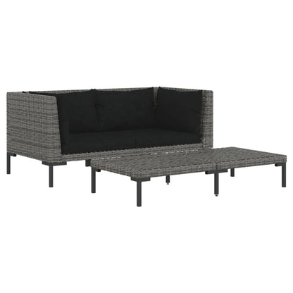 Set Divani Da Giardino 3 Pz Grigio Scuro Polyrattan Mezzo Tondo